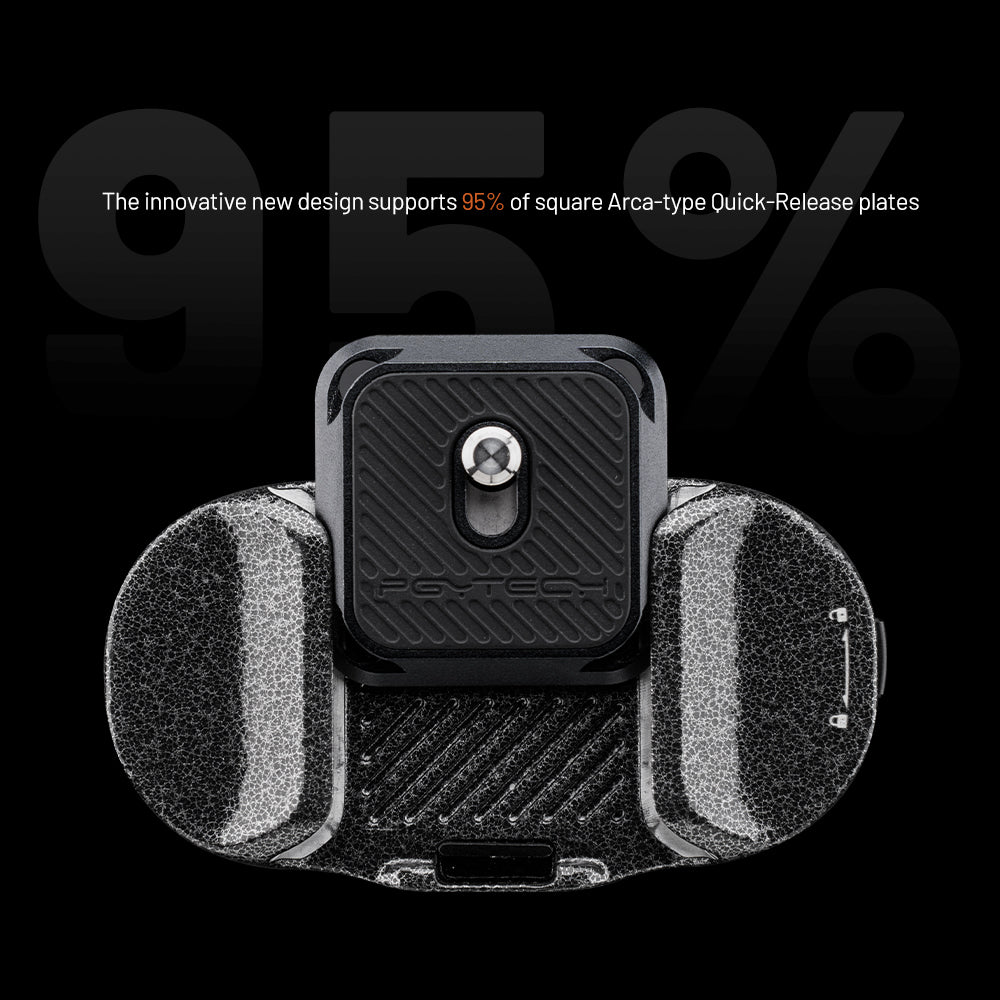 The Beetle Camera Clip V2 supports 95% of square Arca-type Quick-Release plates.