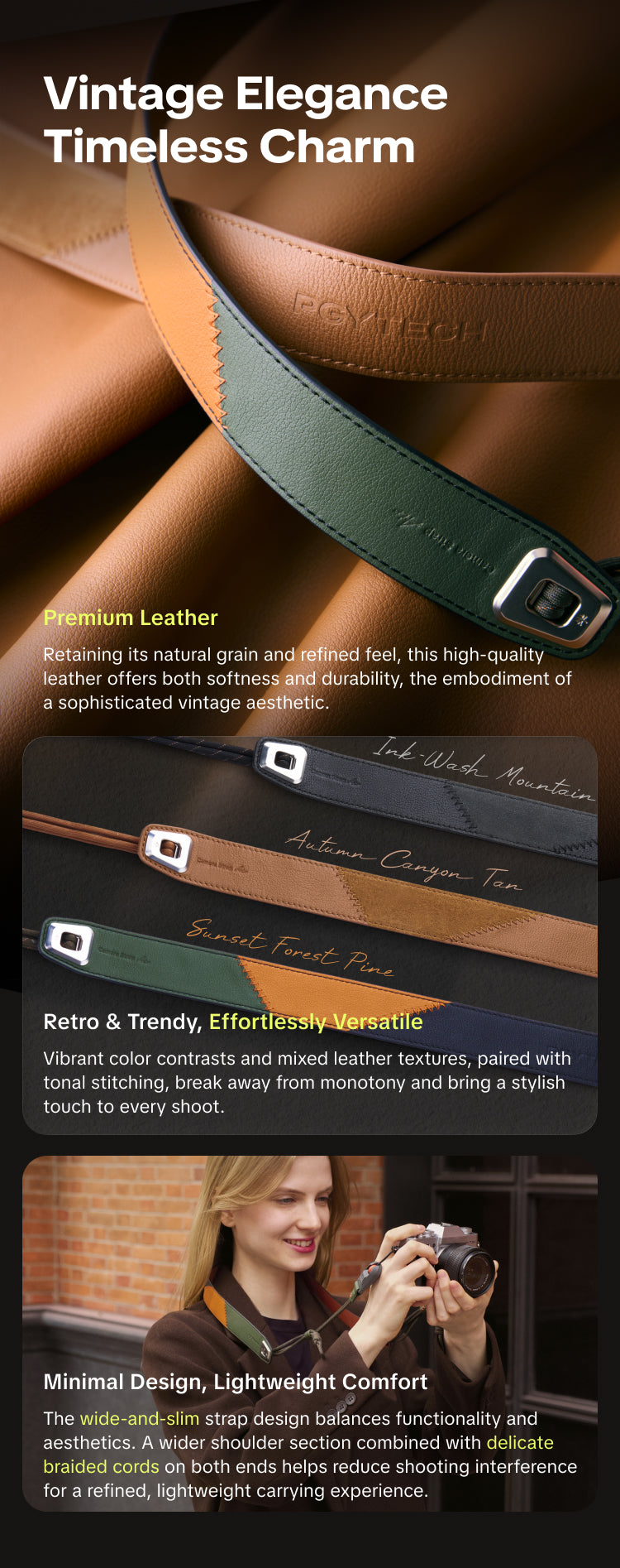 Camera Shoulder Strap Air (Premium Leather Style)