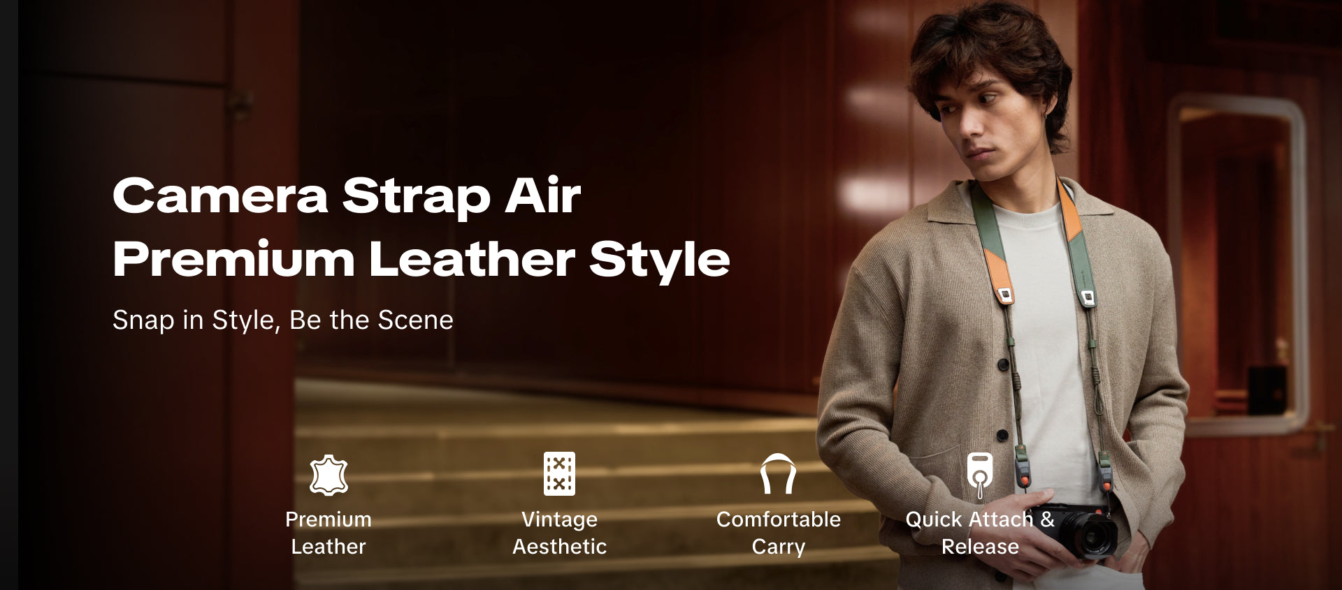 Camera Shoulder Strap Air (Premium Leather Style)