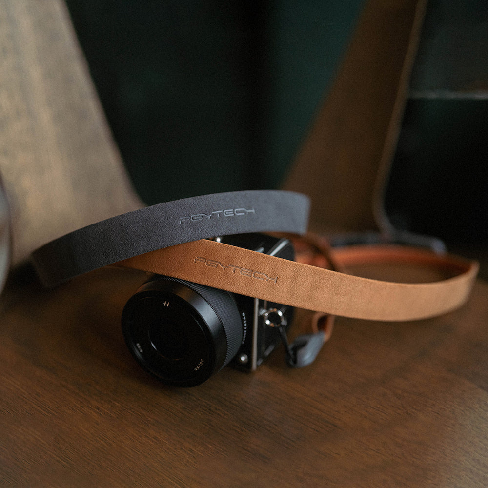 Camera Shoulder Strap Air (Retro): Urban retro style with leather-like suede, available in two colors