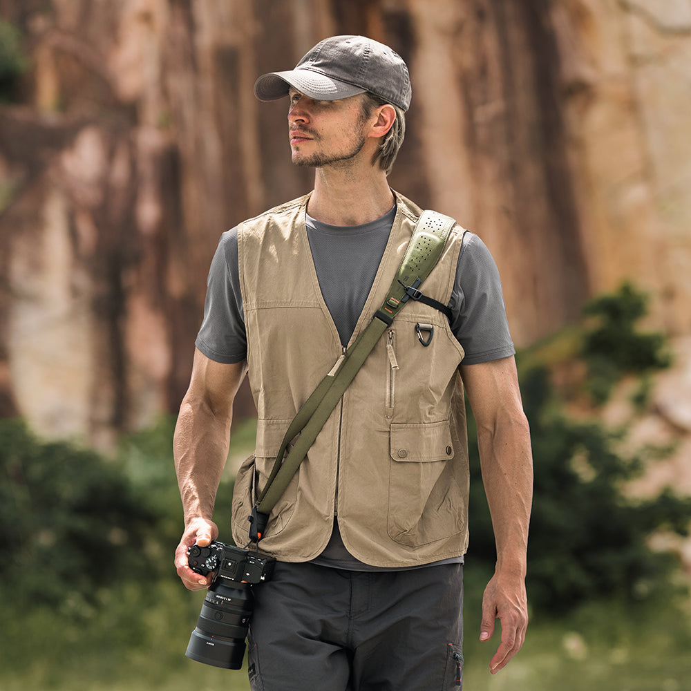 Carrying a camera with the Camera Strap Pro.