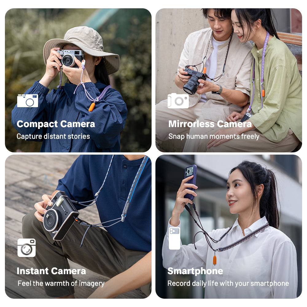 Camera Strap Slim(Trendy)：Strong and reliable, it securely fits compact, mirrorless, instant cameras, and smartphones for versatile shooting