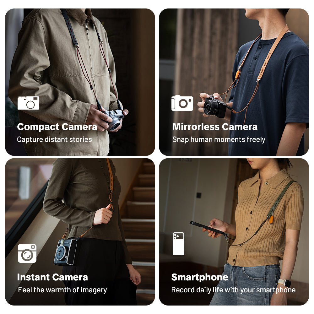 Camera Strap Slim (Vintage): Versatile compatibility for compact, mirrorless, instant cameras and smartphones