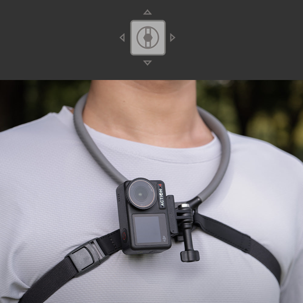 CapLock Action Camera Neck Mount Max: Quick-release plate supports four-way installation, enabling both landscape and portrait shooting to enhance your POV footage.