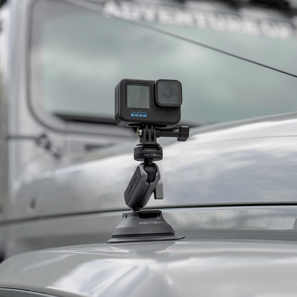 attach the CapLock Action Camera Suction Cup Mount to the car