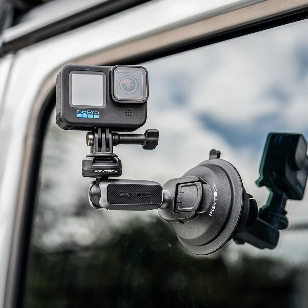 attach the CapLock Action Camera Suction Cup Mount on the car window