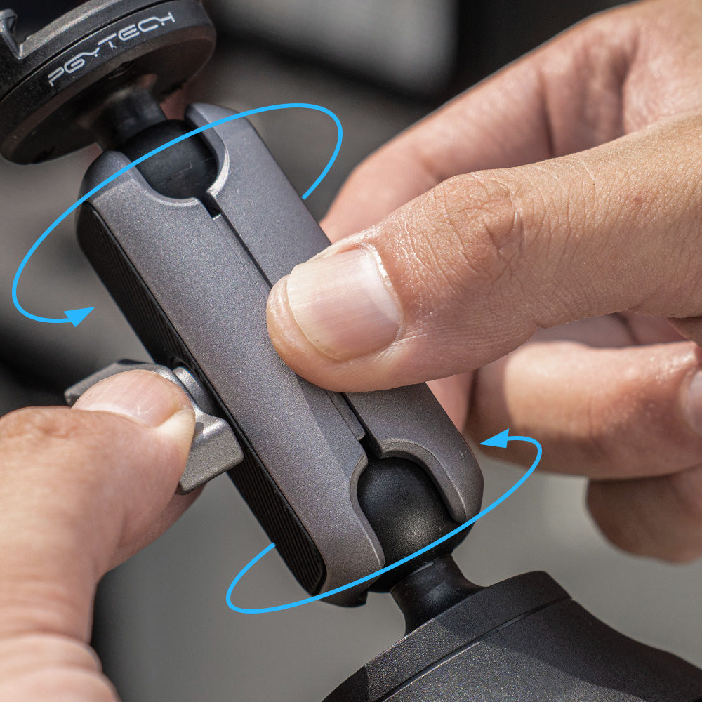 the CapLock Action Camera Suction Cup Mount is featured with the dual-ball magic arm to provide a complete panoramic view 