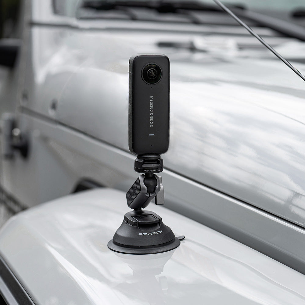 attach the CapLock Action Camera Suction Cup Mount on the car