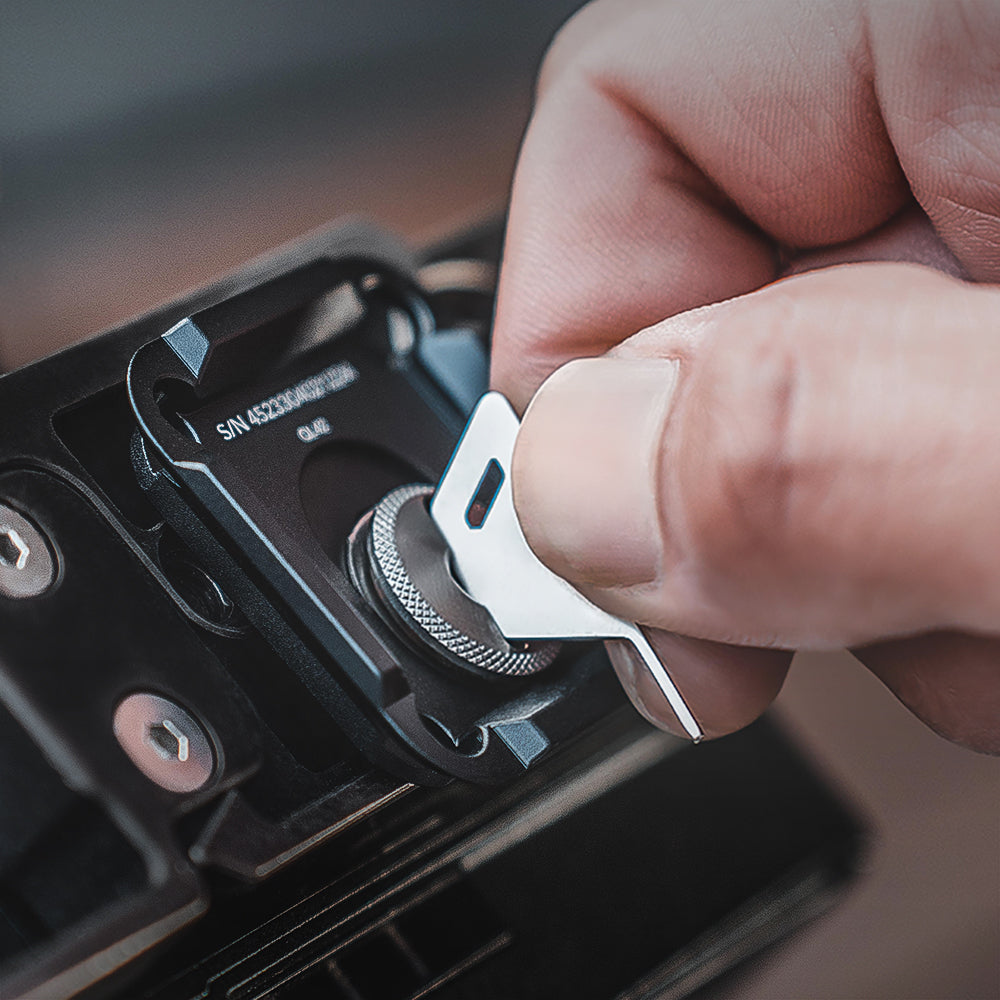 The CFexpress CreateMate Card Reader Case doubles as a temporary slotted screwdriver for quick-release plates.
