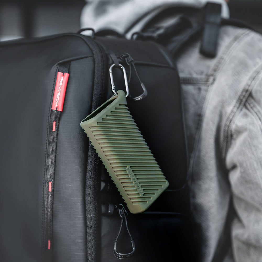 The CFexpress CreateMate Card Reader Case features carabiner clips for easy carrying.