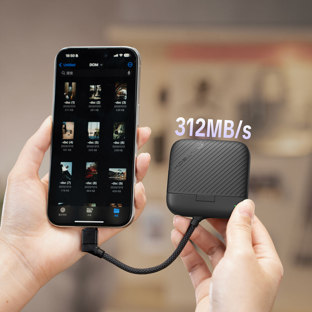 The CreateMate High-speed Mini Card Reader Case transfers data at up to 312MB/s.