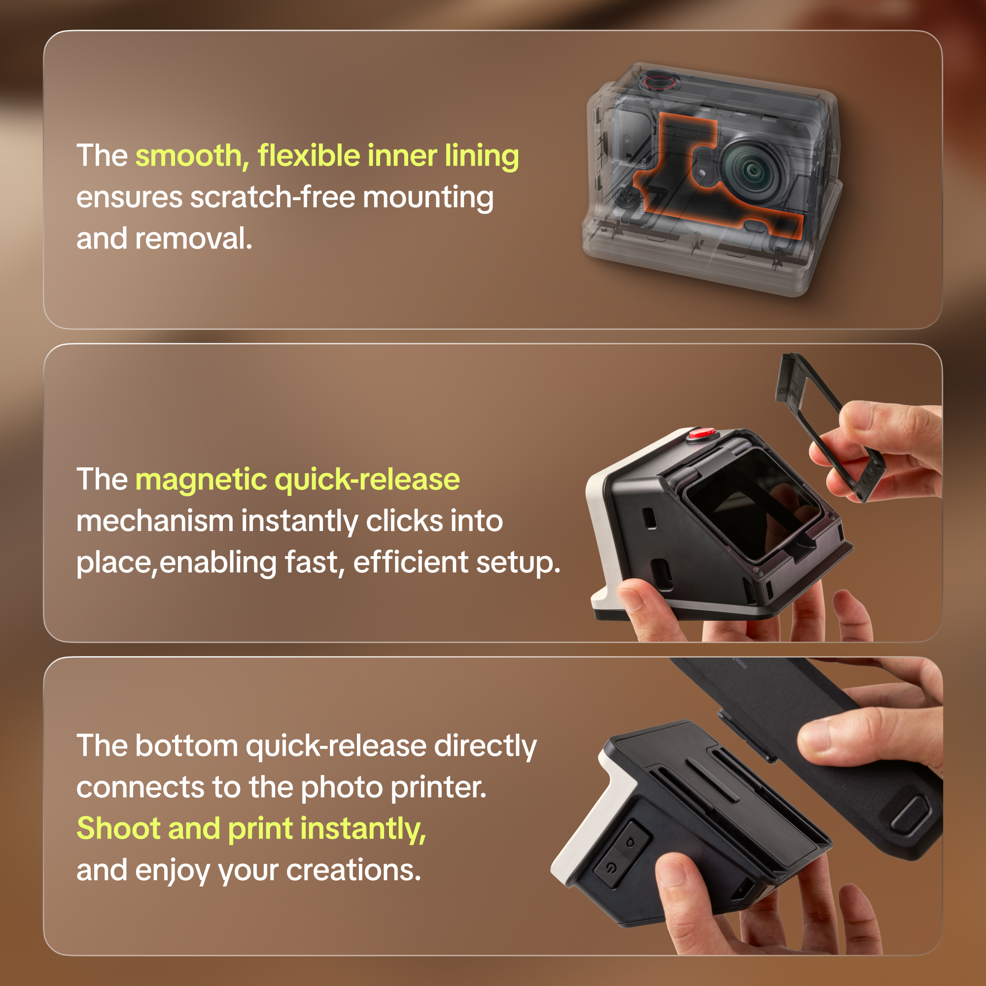 Modular design make the GO Ultra FunCam Case Kit  shoot and print instantly.