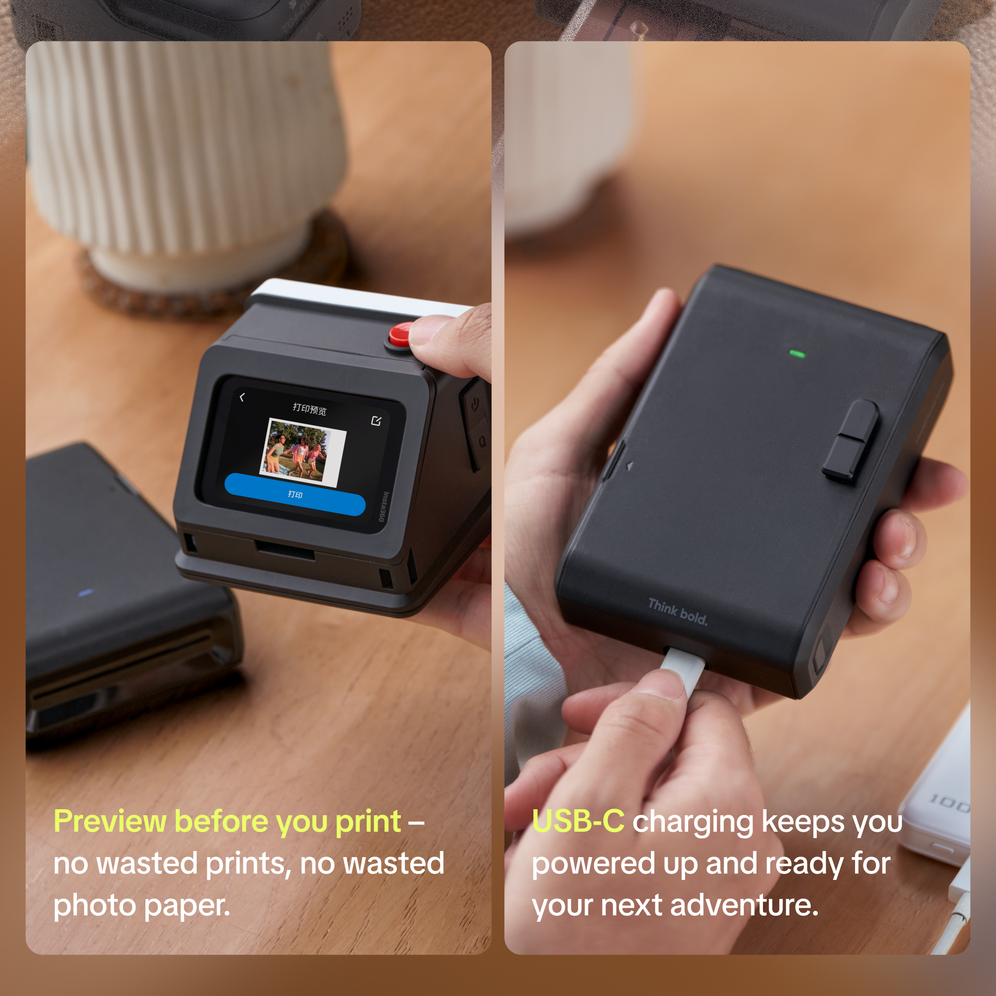 The GO Ultra FunCam Case Kit enables instant photo preview to avoid waste and supports convenient USB-C charging for your adventures.