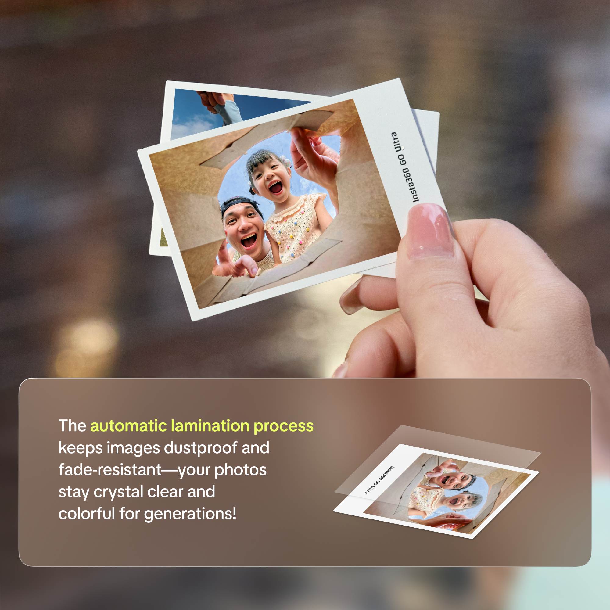 The GO Ultra FunCam Photo Paper uses the automatic lamination process.