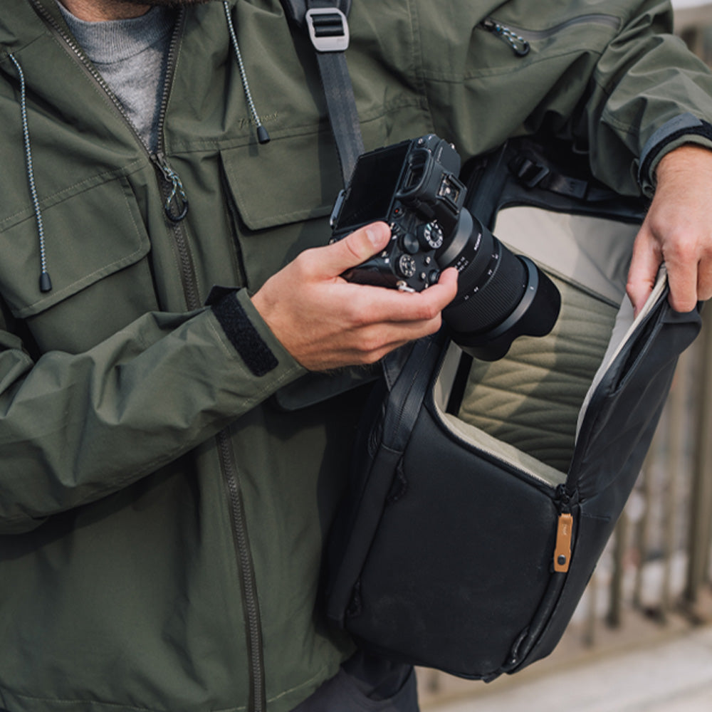 The OneGo 2 Backpack features a side camera quick access.