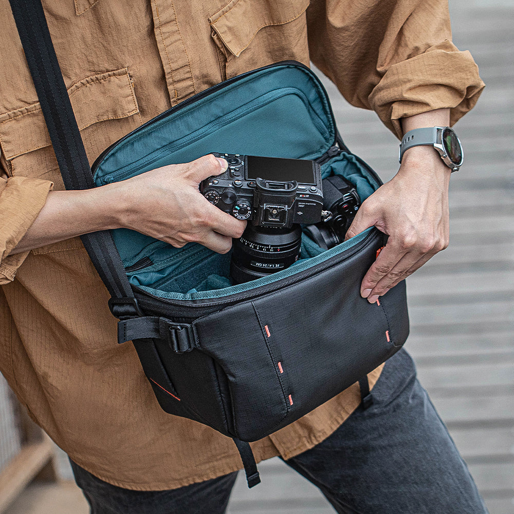The OneMo Sling Opens Wide at the Top for Unobstructed Access.