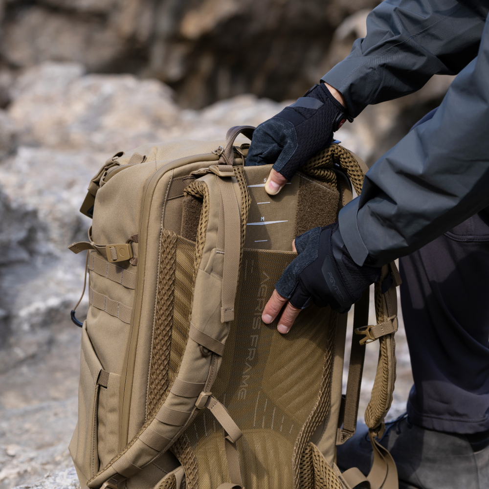 OneMo Tactical BackPack with hook-and-loop adjustments.