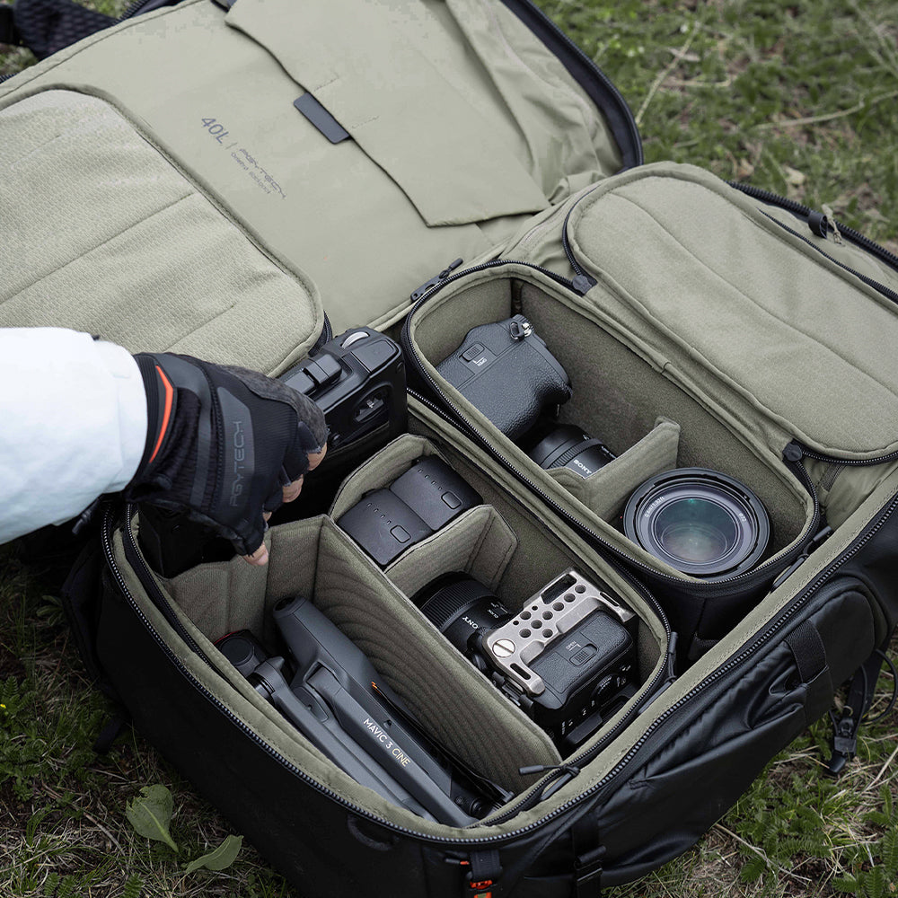 The OnePro Flex Backpack could be fully opened.