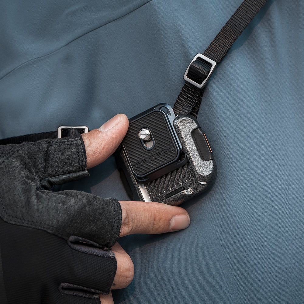 Shoulder Strap Quick Release Clamp & Plate: One-step mounting, wide compatibility, secure unlocking, durable and sturdy. Quick to attach, ready to shoot