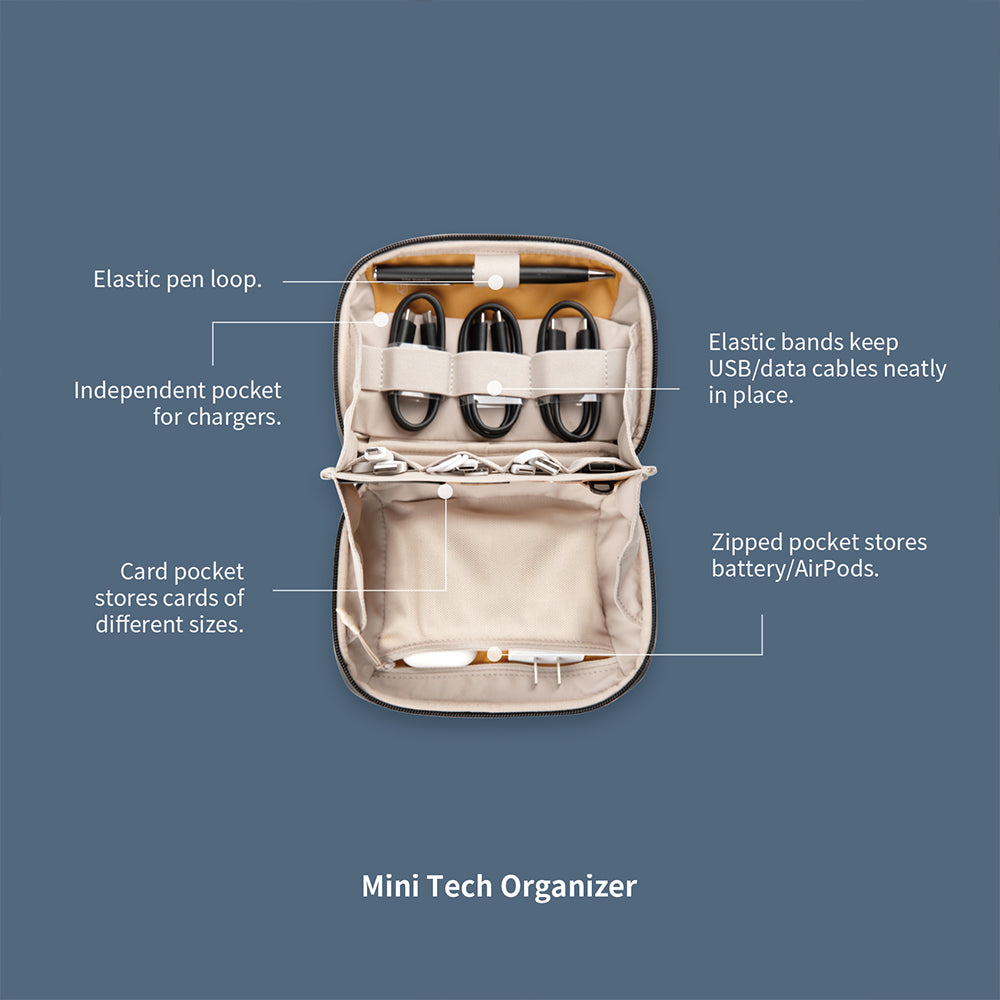 Mini Tech Organizer & Tech Organizer with different pockets inside.